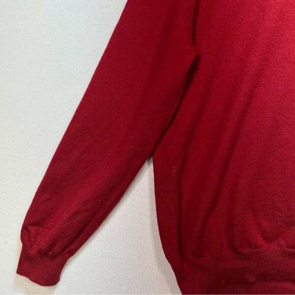 Brooks Brothers Mens V-Neck Wool Sweater Large Red Knit Pullover Cozy Casual - Picture 4 of 10